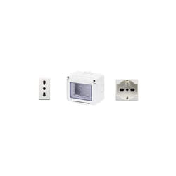 Gewiss - DY01006 Contenitore per apparecchi 27 Combi protetto 3 Posti grigio ral 7035 IP55 con Nr. 1 Presa Schuko bianca, Nr. 1 presa bivalente bianca