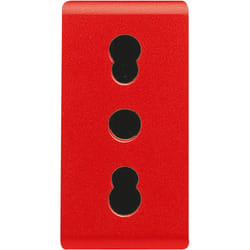 Gewiss - GW20295DY Presa Standard Italiano 250V ac, per Linee Dedicate, 2P+T 16A Bivalente, P17-11, 1 Modulo, Rosso, System