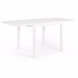 TAVOLO CORDOBA BIANCO 82/163X90 Tavolo allungabile da giardino in alluminio con doghe, dal design semplice e lineare