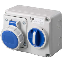 Presa interbloccata orizzontale con sezionatore, con fondo, 230V, 3 poli, 16A, IP67 Rosi 14.3216B6