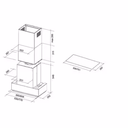 Falmec Gruppo Incasso NRS Cappa aspirante a parete Acciaio inox 800 m³/h