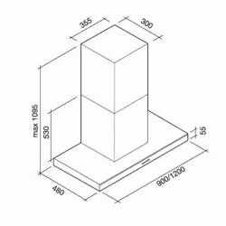 Falmec Lumina NRS, 800 m³/h, 33 dB, 51 dB, 65 cm, 65 cm, Cappa aspirante a parete