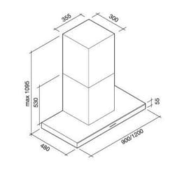 Falmec Lumina NRS Cappa aspirante a parete Nero, Acciaio inox 800 m³/h