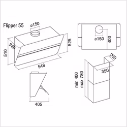 Falmec Flipper Cappa aspirante a parete Bianco 800 m³/h