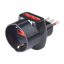 Rosi materiale elettrico adattatore triplo 10a + 2 prese bipasso 10/16a + schuko nera rs78046t