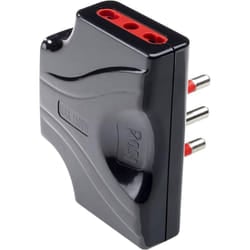 Rosi - Adattatore triplo ultrapiatto da spina 16A a 3 bipasso prese 10A/16A, nero, serie Emilia Extra-Piatta RS78133