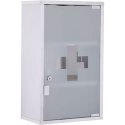 Armadietto Medicinali 3 Ripiani e Serratura, Mobile Bagno Acciaio Inox - Homcom