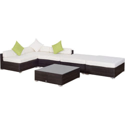 Outsunny - Mobili da Giardino in Rattan pe con Divano Angolare e Pouf