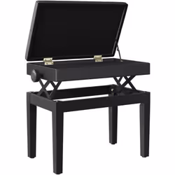 Descrizione: Panchetta per pianoforte dal design elegante e classico con pratico spazio portaoggetti. Il sedile comodamente i ...