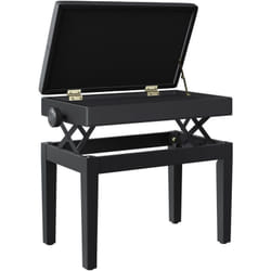 Sgabello per Pianoforte con Vano Portaoggetti e Altezza Regolabile, Nero - Homcom