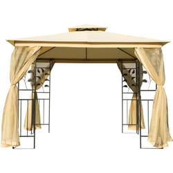 Outsunny - Gazebo da Esterno 3x3m con Zanzariera e Telaio in Acciaio