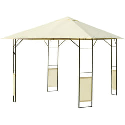 Outsunny - Gazebo da Esterno in Acciaio Nero e Crema con 4 Viti