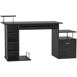 Homcom - Scrivania pc Moderna con Cassetti per Ufficio in Legno Nero