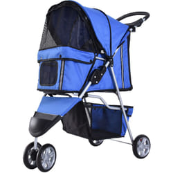Pawhut - Passeggino Pieghevole per Cani Animali Domestici Blu