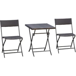 Set Tavolino e Sedie da Giardino Pieghevoli in Rattan pe Nero - Outsunny