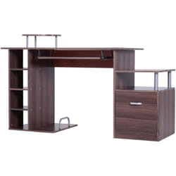 Homcom - Scrivania per pc da Ufficio e Camera con Scaffale e Cassetto in Legno