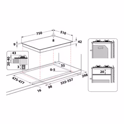 Hotpoint Ariston Piano cottura a gas FTGHL 751 D/IX/HA - Vista aggiuntiva 5
