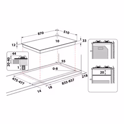 Hotpoint Ariston Piano cottura a gas PHN 960MST (AN) R/HA - Vista aggiuntiva 5