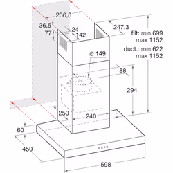 Indesit IHBS 6.5 LM X cappa aspirante Cappa aspirante a parete Acciaio inox 432 m³/h - Vista aggiuntiva 2