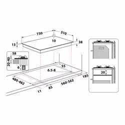 Hotpoint Ariston Piano cottura a gas PPH 75G D/IX - Vista aggiuntiva 8