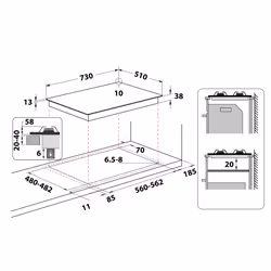 Indesit TH 752 /I (AV) Avena Da incasso 75 cm Gas 5 Fornello(i) - Vista aggiuntiva 6
