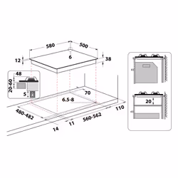 Indesit PAA 642 IX/I WE1 Acciaio inox Da incasso 58 cm Gas 4 Fornello(i) - Vista aggiuntiva 5
