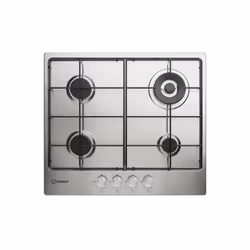 Indesit THP 642 W/IX/I 1 piano gas inox 60cm 4 fuochi bruciatore doppia corona griglie smaltate, Acciaio inox, Da incasso, 60 ...