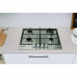 Indesit THP 642 W/IX/I 1 piano gas inox 60cm 4 fuochi bruciatore doppia corona griglie smaltate - Vista aggiuntiva 5