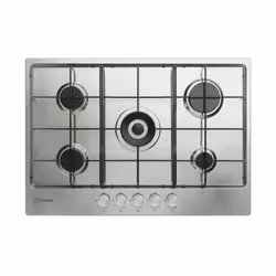 Indesit THP 752 W/IX/I 1 piano gas inox 75cm 5 fuochi bruciatore doppia corona griglie smaltate, Acciaio inox, Da incasso, 75 ...