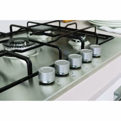 Indesit THP 752 W/IX/I 1 piano gas inox 75cm 5 fuochi bruciatore doppia corona griglie smaltate