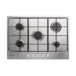 Indesit THP 752 IX/I 1 piano gas inox 75cm 5 fuochi griglie smaltate, Acciaio inox, Da incasso, 75 cm, Gas, Acciaio inox, 5 F ...