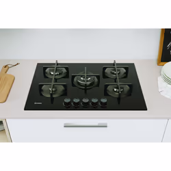 Indesit ING 72T/BK 1 piano gas vetro nero 75cm 5 fuochi bruciatore doppia corona griglie in ghisa lavabili in lavastoviglie - Vista aggiuntiva 5