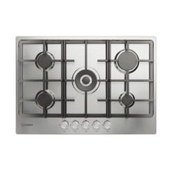 Indesit THP 751 W/IX/I IT 1 piano gas inox 75cm 5 fuochi bruciatore doppia corona griglie in ghisa lavabili in lavastoviglie