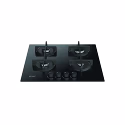 Indesit ING 61T/BK 1 piano gas vetro nero 60cm 4 fuochi griglie in ghisa lavabili in lavastoviglie