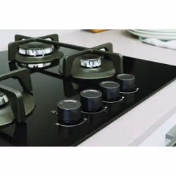 Indesit ING 61T/BK 1 piano gas vetro nero 60cm 4 fuochi griglie in ghisa lavabili in lavastoviglie