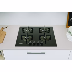 Indesit ING 61T/BK 1 piano gas vetro nero 60cm 4 fuochi griglie in ghisa lavabili in lavastoviglie - Vista aggiuntiva 4