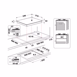 Indesit ING 61T/BK 1 piano gas vetro nero 60cm 4 fuochi griglie in ghisa lavabili in lavastoviglie - Vista aggiuntiva 5