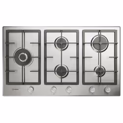Indesit IN 9522 IX 1 piano gas inox 90cm 5 fuochi bruciatore doppia corona griglie in ghisa lavabili in lavastoviglie, Acciai ...