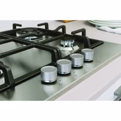 Indesit THP 641 W/IX/I 1 piano gas inox 60cm 4 fuochi brucitaore doppia corona griglie in ghisa lavabili in lavastoviglie