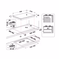 Indesit ING 72T/TD 1 piano gas vetro tortora 75cm 5 fuochi bruciatore doppia corona griglie in ghisa lavabili in lavastoviglie - Vista aggiuntiva 6