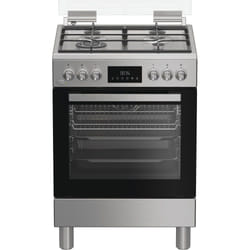 Hotpoint Ariston H6G8LMSAWX cucina libera installazione inox, 60x60cm, piano gas, forno elettrico ventilato, 72Lt, classe A