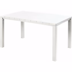 Tavolo dal design lineare con struttura interna in acciaio e con predisposizione per ombrellone Realizzato con materiale resi ...