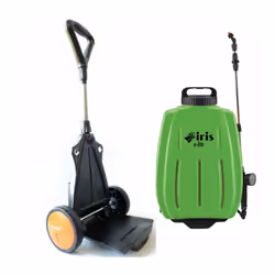 Nuova pompa irroratrice da 16 Litri con 8 AMP 12V IRIS GARDEN TROLLEY LI a batteria al Litio con spallacci e carrello per spo ...