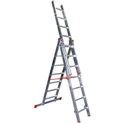 Scala in alluminio a 3 pezzi da 12 gradini lunghezza totale 7.41 metri - Promo Step up triplice in alluminio