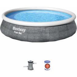 Piscina con Anello Tonda Autoportante 396x84 cm Rattan Grigio fast set Bestway 57376