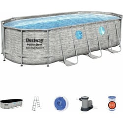Bestway - Piscina Ovale rattan con Oblò Power Steel Swim Vista 549x274x122 cm 56716