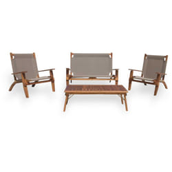 Salotto set da giardino esterno in legno di acacia con seduta in poliestere Summer Fresh
