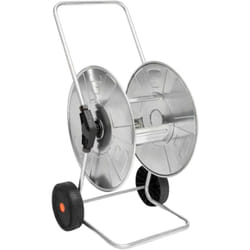 Carrello avvolgitubo da giardino con telaio e rullo in acciaio per tubi fino a 110 mt