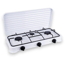No Brand - Fornello a gas a 3 fuochi con coperchio per campeggio 57x33xH10 cm
