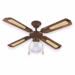 Ventilatore da soffitto con design classico e pale traforate, diametro cm. 107, motore ventilatore da 55W, plafoniera in vetr ...